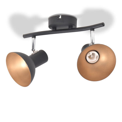 Ceiling Lamp for 2 Bulbs E27 Black and Gold