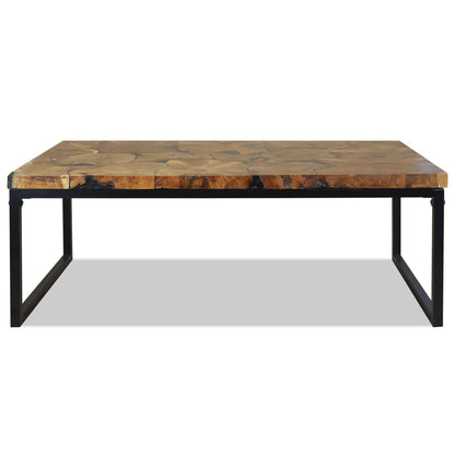 Coffee Table Teak Resin 110x60x40 cm Black and Brown