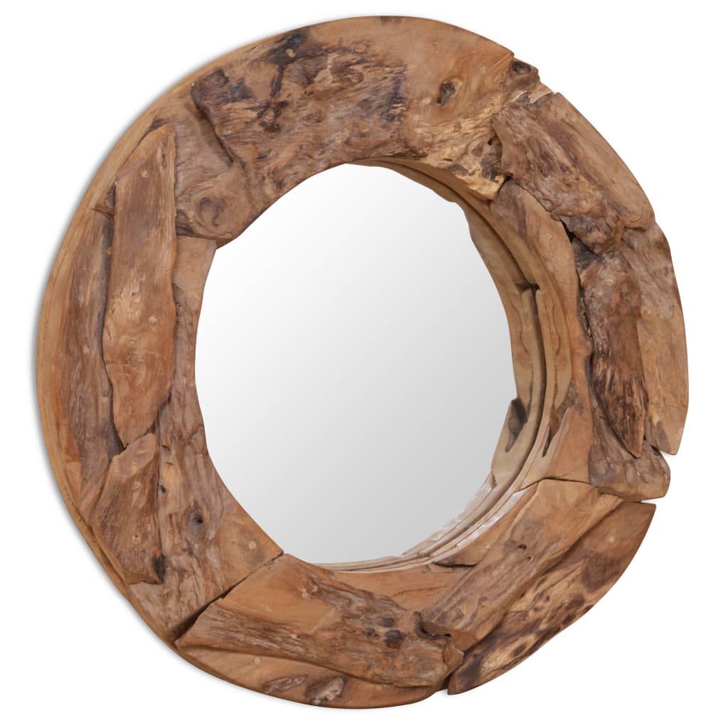 Decorative Mirror Teak 60 cm Round