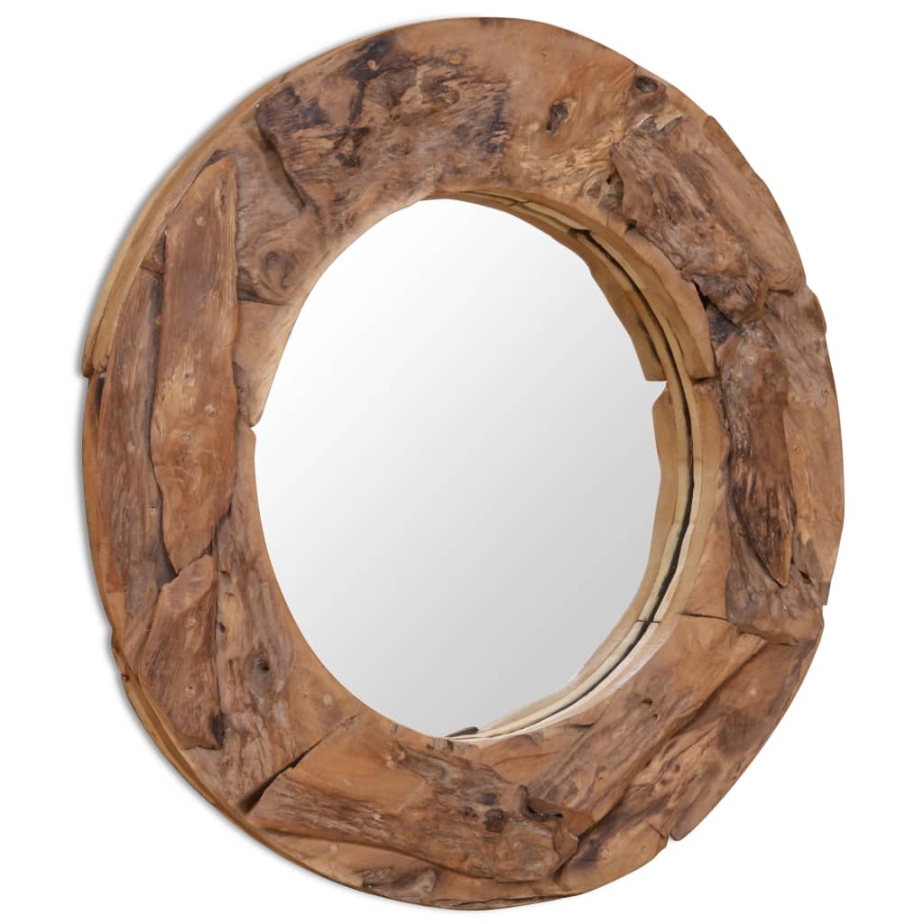 Decorative Mirror Teak 80 cm Round