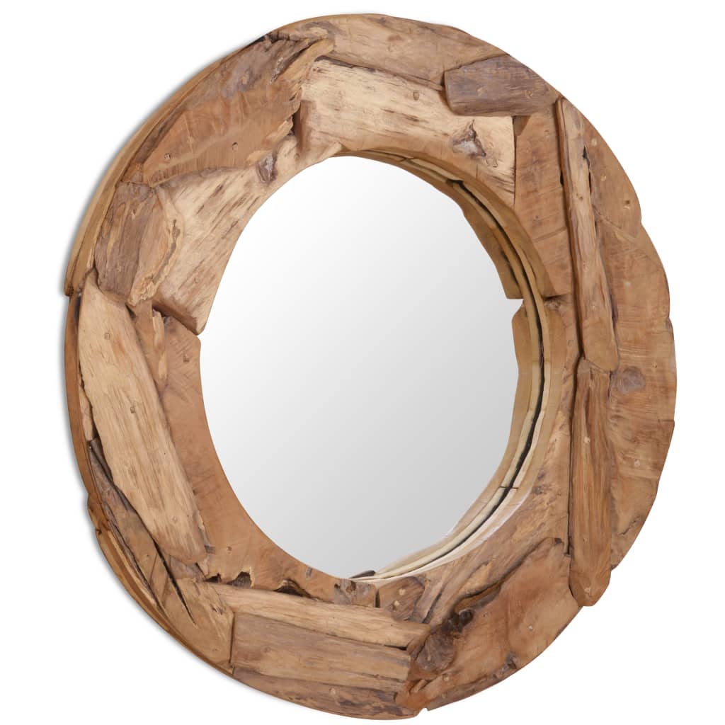 Decorative Mirror Teak 80 cm Round