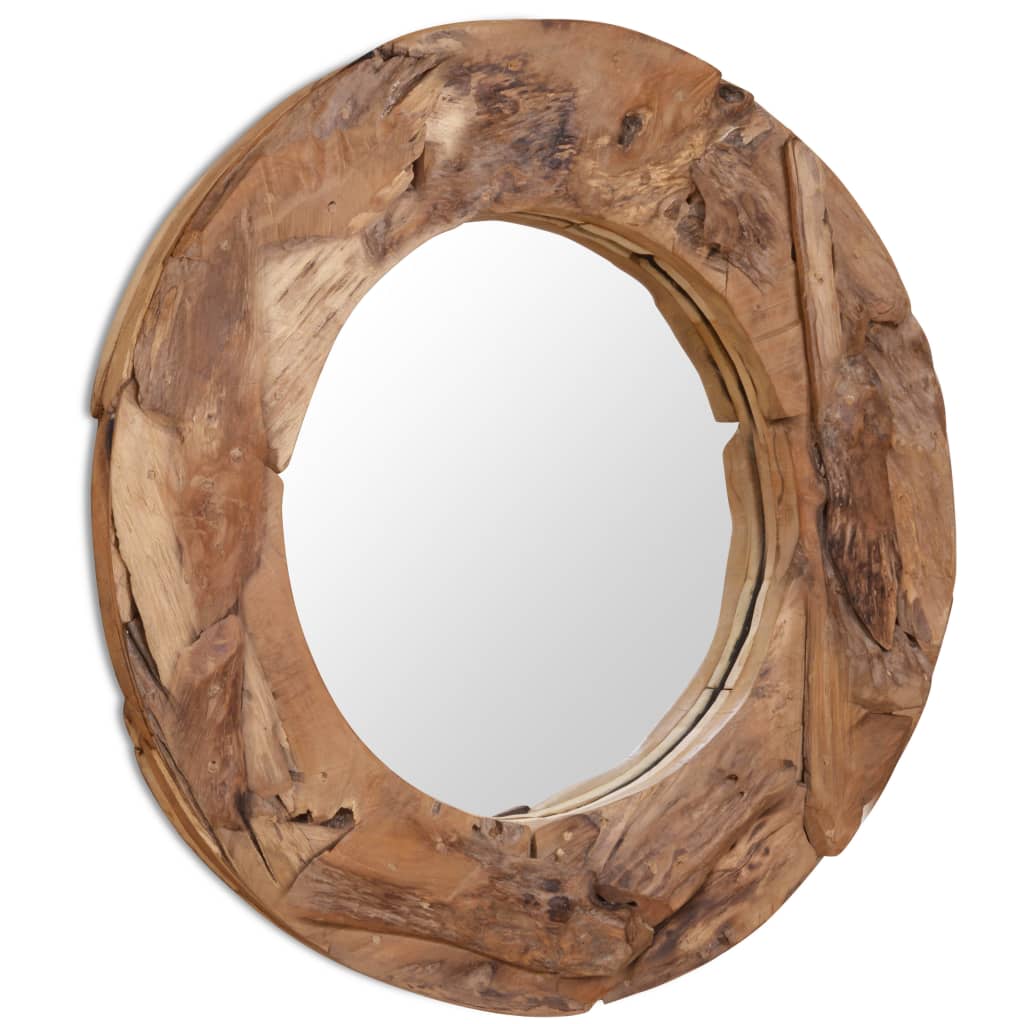 Decorative Mirror Teak 80 cm Round