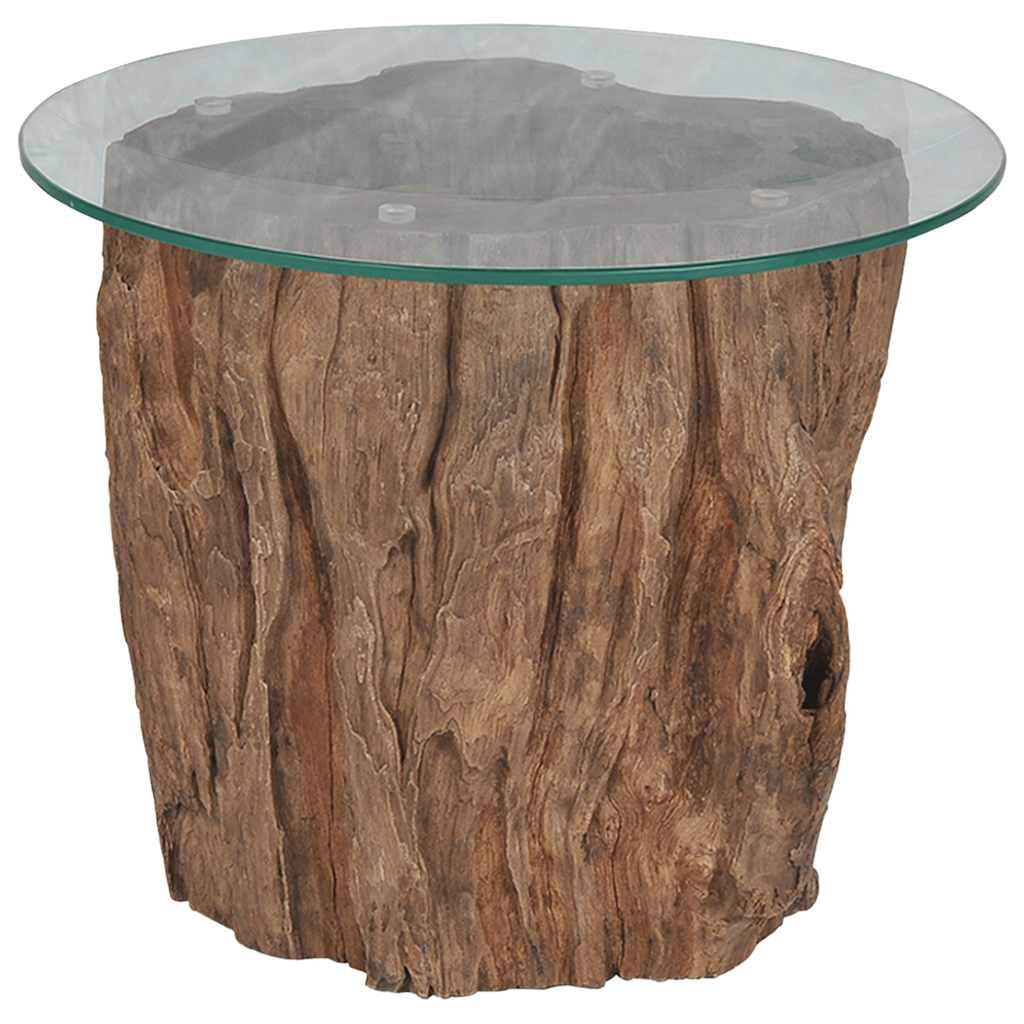 Coffee Table Teak Glass 50x40 cm