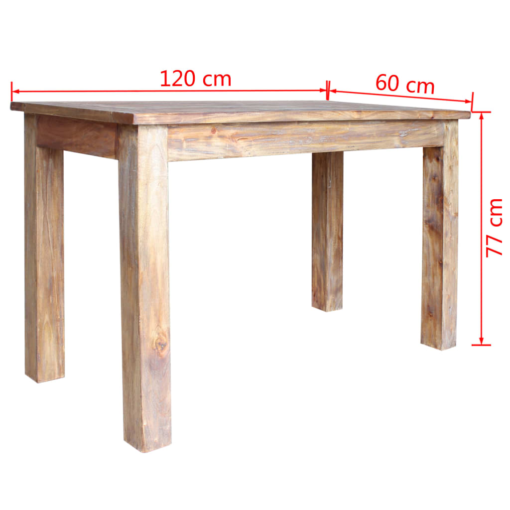 Dining Table Solid Mahogany Wood 120x60x77 cm