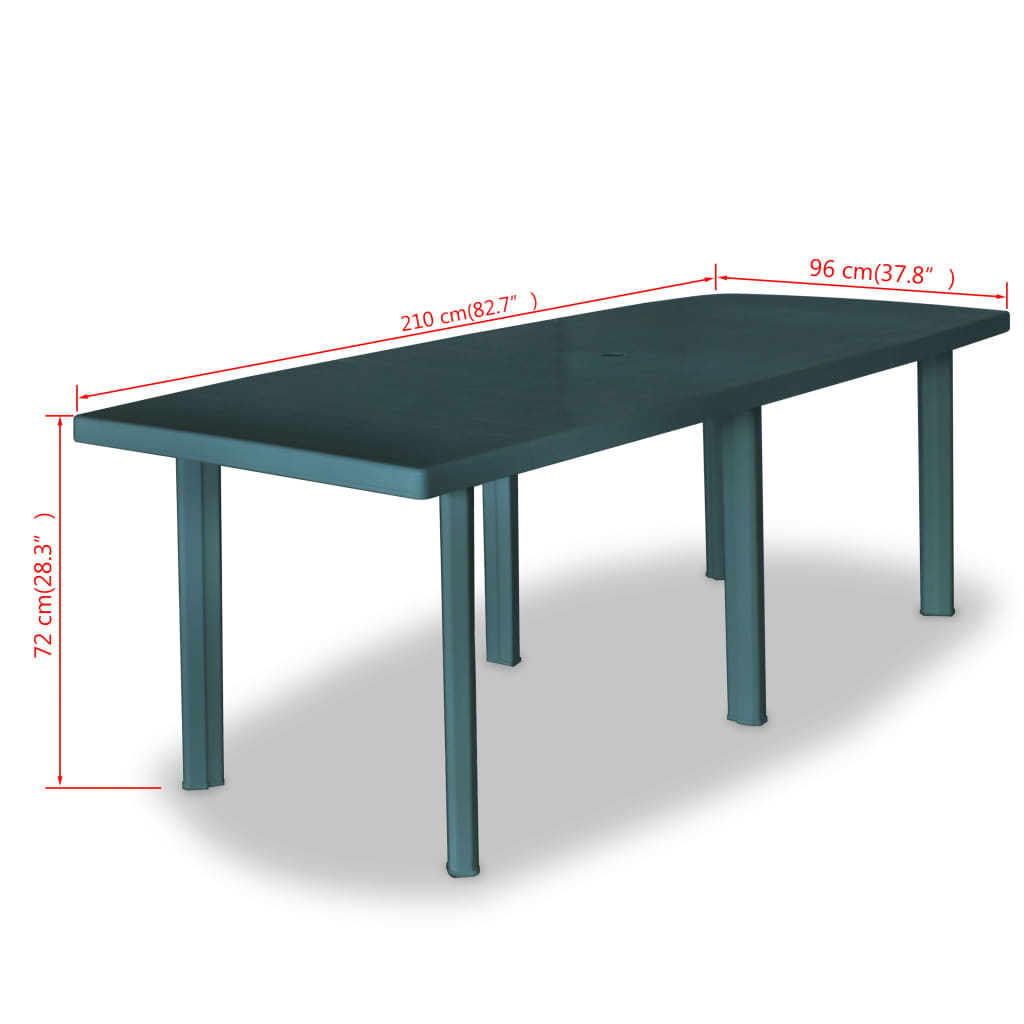 Garden Table Green 210x96x72 cm Plastic