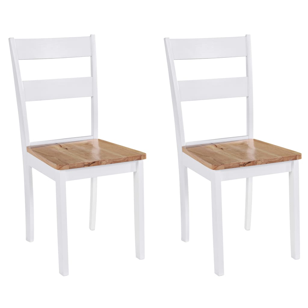 Dining Chairs 2 pcs White Solid Rubber Wood