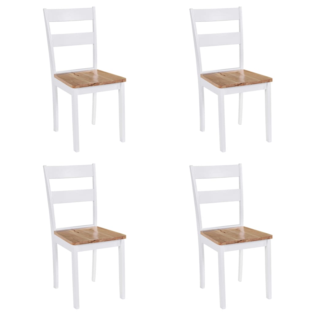 Dining Chairs 4 pcs White Solid Rubber Wood