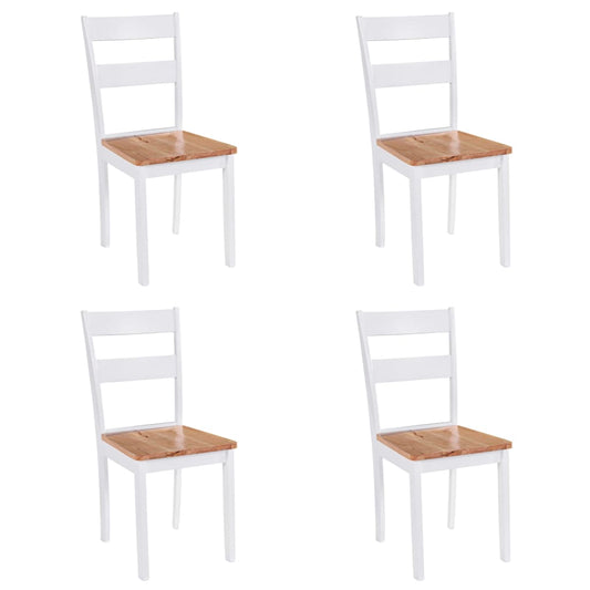 Dining Chairs 4 pcs White Solid Rubber Wood