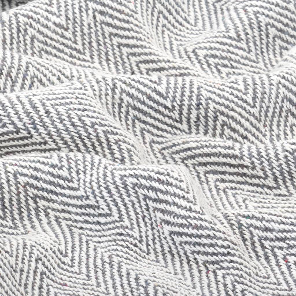 Throw Cotton Herringbone 125x150 cm Grey