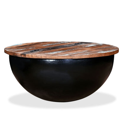 Coffee Table Solid Reclaimed Wood Black Bowl Shape