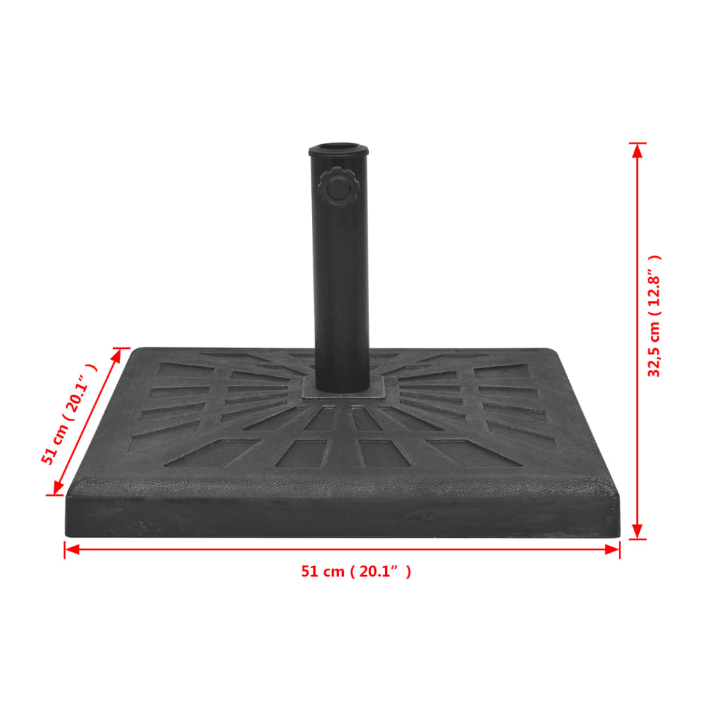 Parasol Base Resin Square Black 19 kg