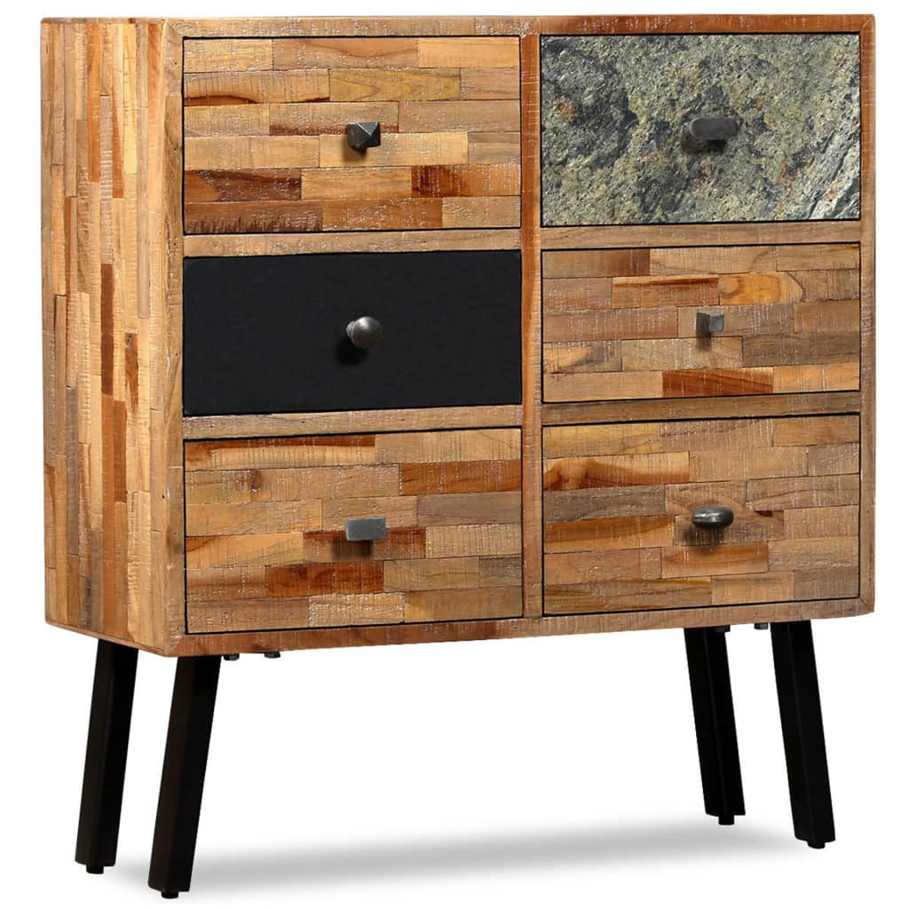 Side Cabinet with 6 Drawers Solid Reclaimed Teak 70x30x76 cm