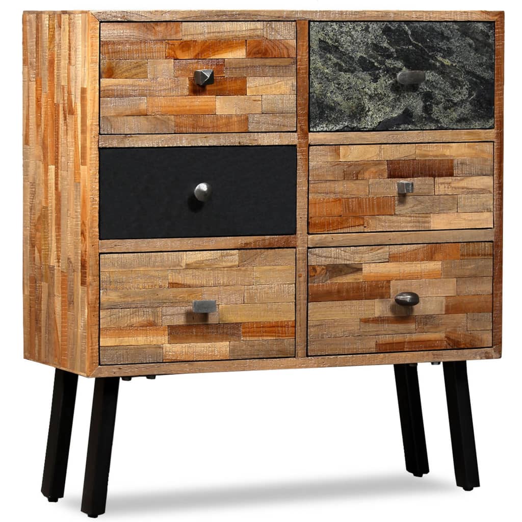 Side Cabinet with 6 Drawers Solid Reclaimed Teak 70x30x76 cm