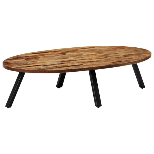 Coffee Table Solid Reclaimed Teak Oval 120x60x30 cm