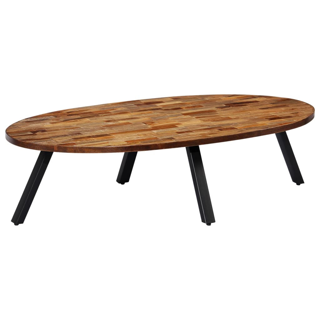 Coffee Table Solid Reclaimed Teak Oval 120x60x30 cm