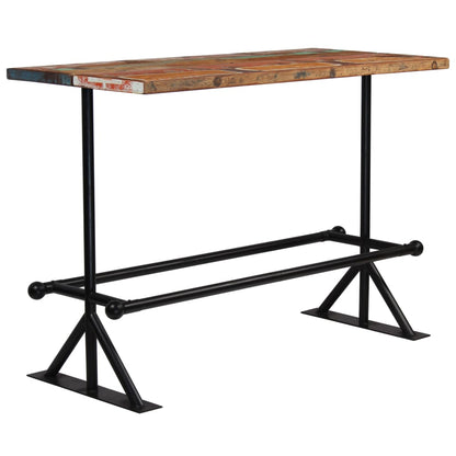 Bar Table Solid Reclaimed Wood Multicolour 150x70x107 cm