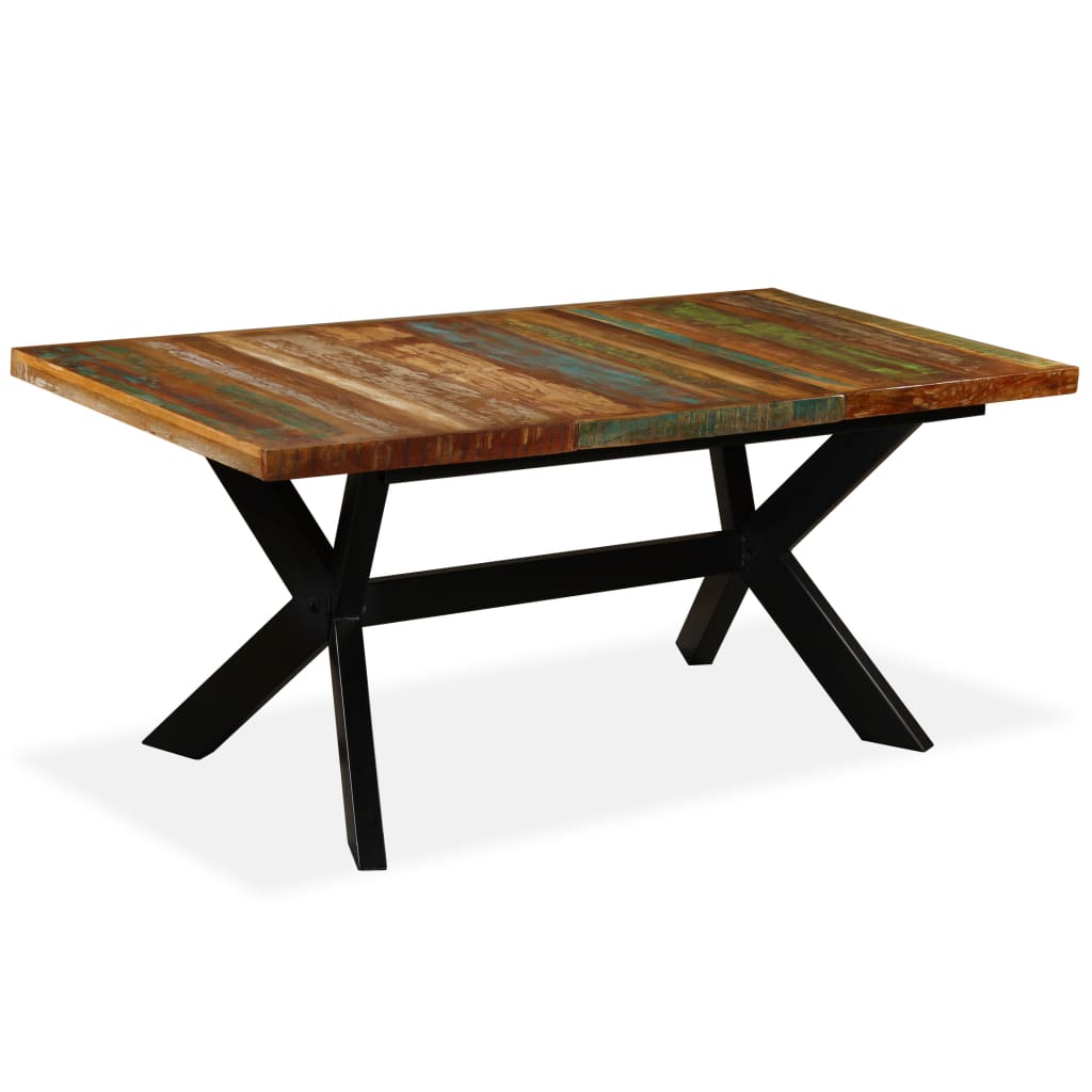 Dining Table Solid Reclaimed Wood and Steel Cross 180 cm