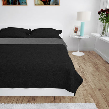 Double-sided Quilted Bedspread 230x260 cm Grey and Black