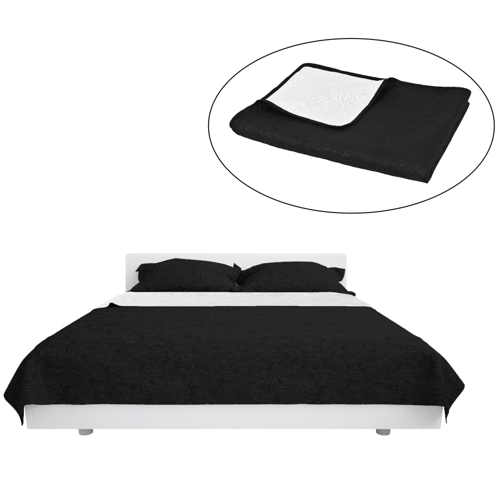 Double-sided Quilted Bedspread 170x210 cm Black and White