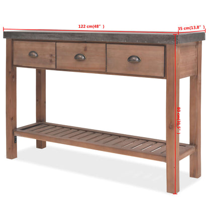 Console Table Solid Fir Wood 122x35x80 cm