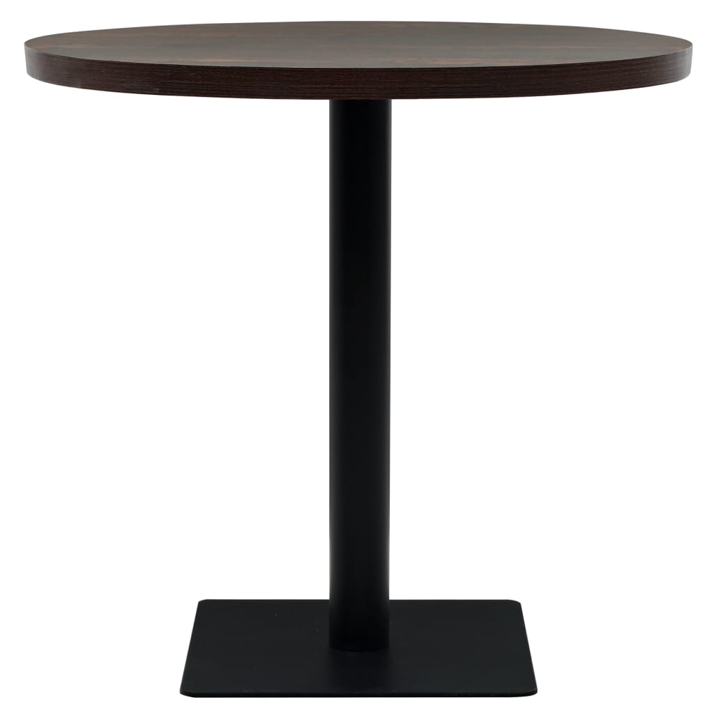 Bistro Table MDF and Steel Round 80x75 cm Dark Ash