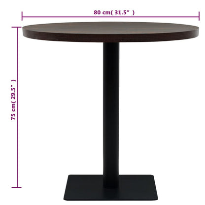 Bistro Table MDF and Steel Round 80x75 cm Dark Ash