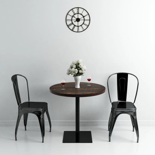 Bistro Table MDF and Steel Round 80x75 cm Dark Ash