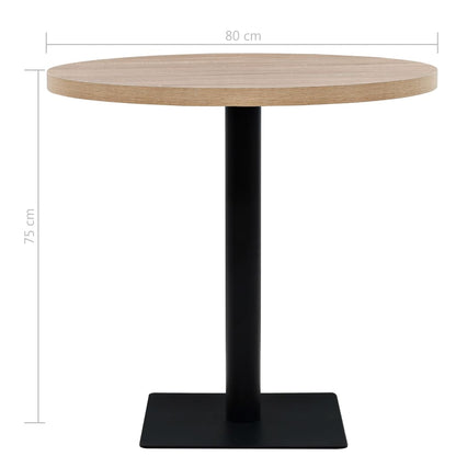 Bistro Table MDF and Steel Round 80x75 cm Oak Colour