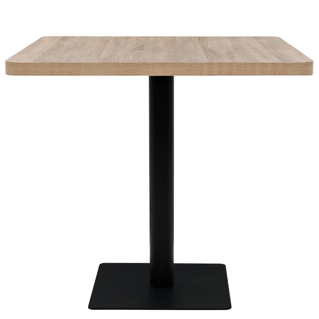 Bistro Table MDF and Steel Square 80x80x75 cm Oak Colour