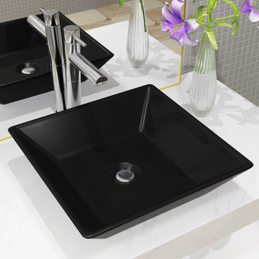 Basin Ceramic Square Black 41.5x41.5x12 cm