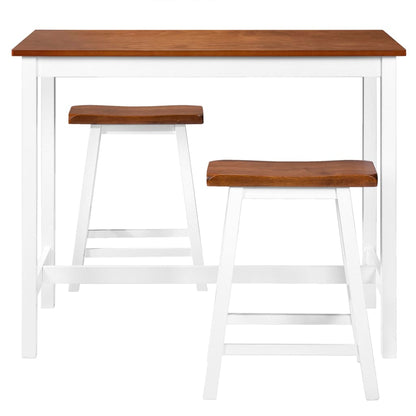 Bar Table and Stool Set 3 Pieces Solid Wood