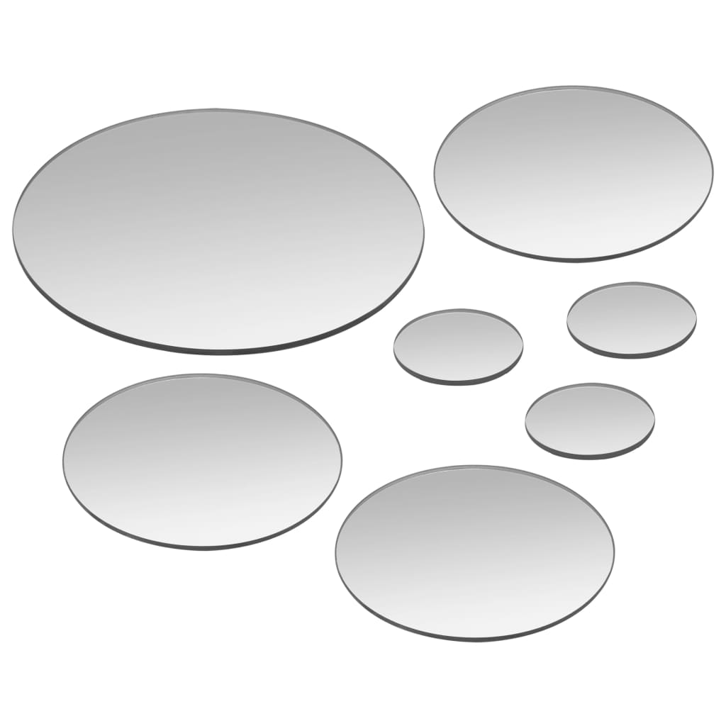 7 Piece Wall Mirror Set Round Glass