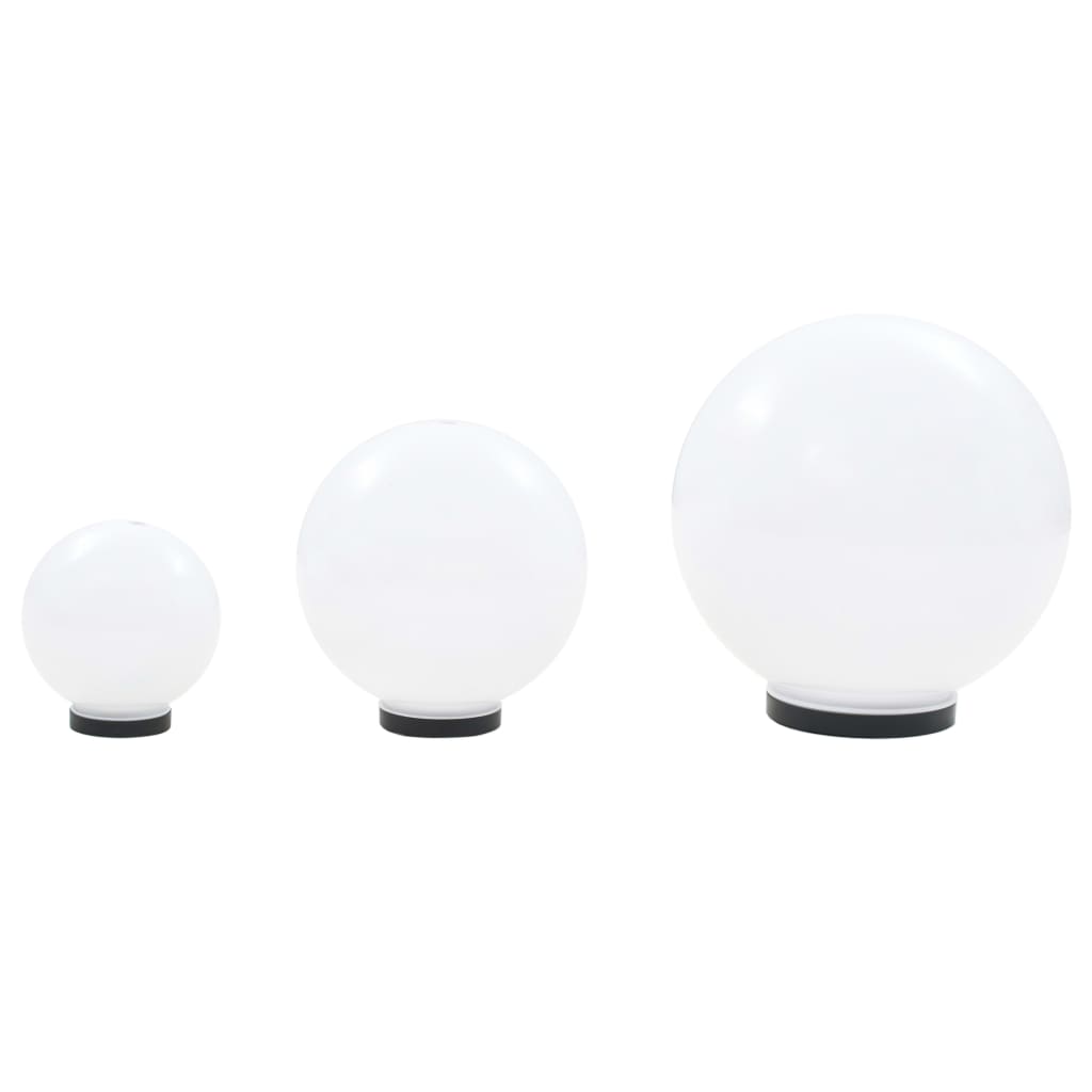 LED Bowl Lamp Set 3 Pieces Spherical 20/30/40 cm PMMA