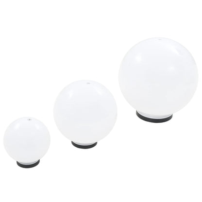 LED Bowl Lamp Set 3 Pieces Spherical 20/30/40 cm PMMA