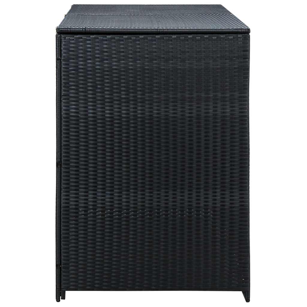 Double Wheelie Bin Shed Poly Rattan Black 148x80x111 cm