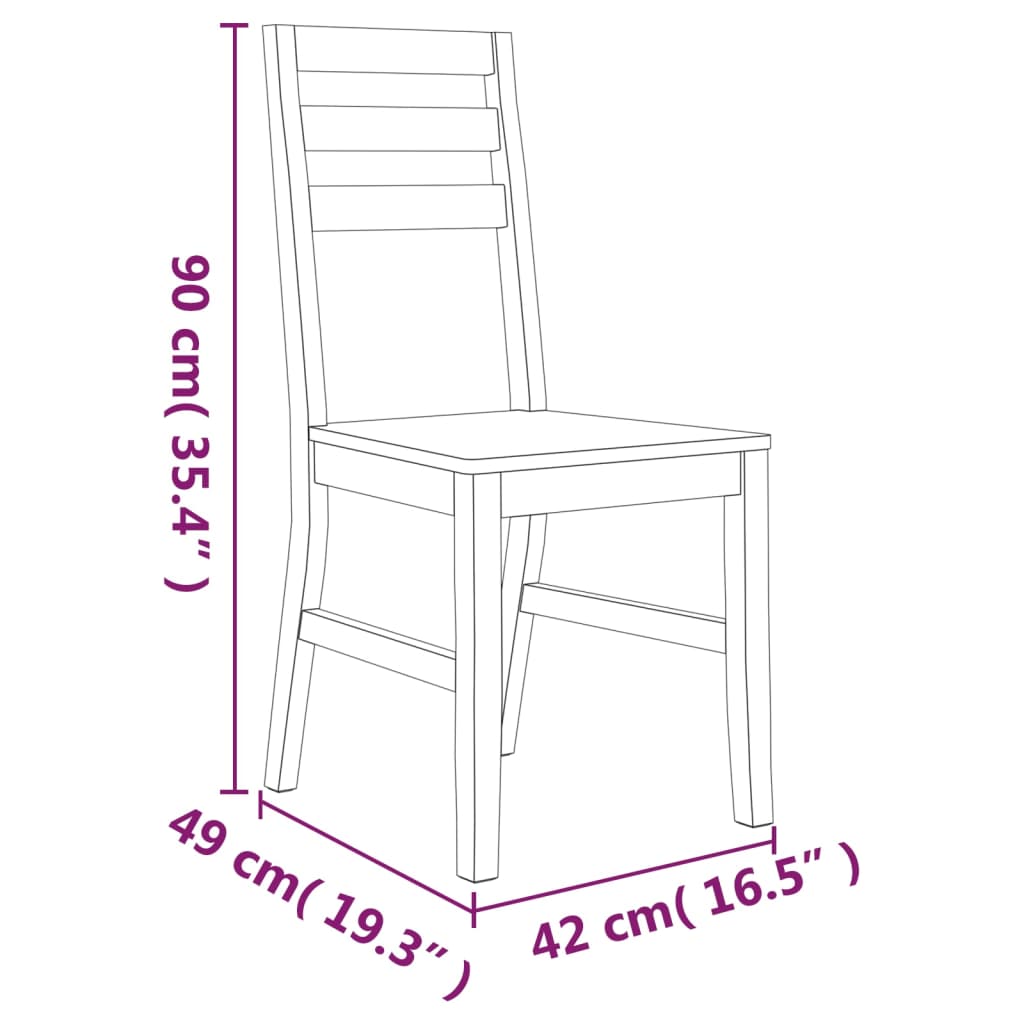 Dining Chairs 2 pcs Solid Acacia Wood