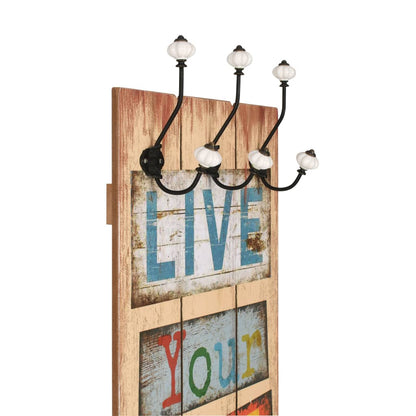 Wall-mounted Coat Rack with 6 Hooks 120x40 cm LIVE LIFE