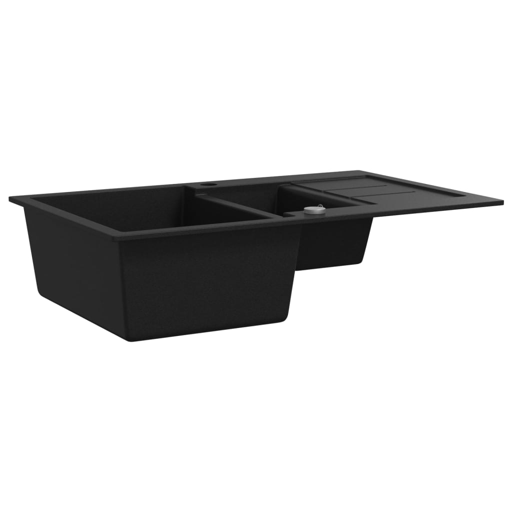 Granite Kitchen Sink Double Basin Black