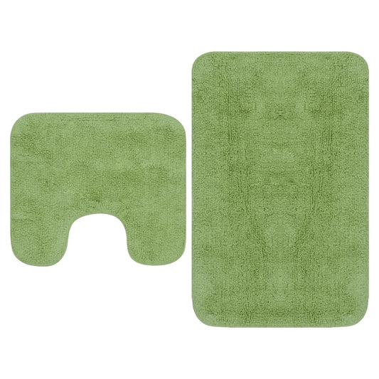 Bathroom Mat Set 2 Pieces Fabric Green