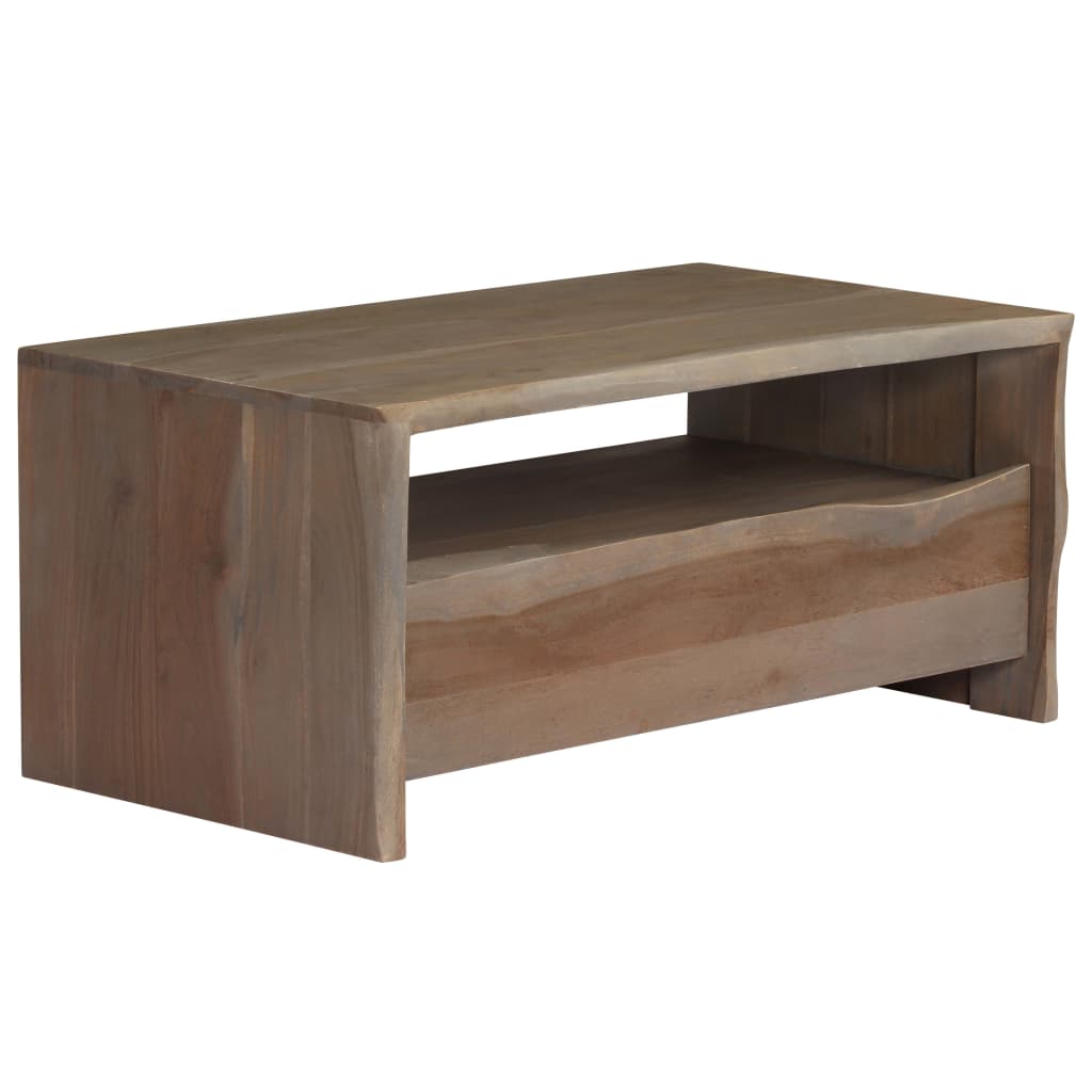 Coffee Table Solid Acacia Wood Live Edges 90x50x40 cm Grey