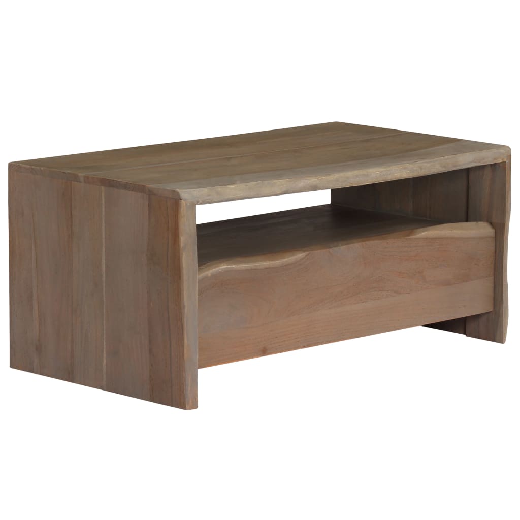 Coffee Table Solid Acacia Wood Live Edges 90x50x40 cm Grey