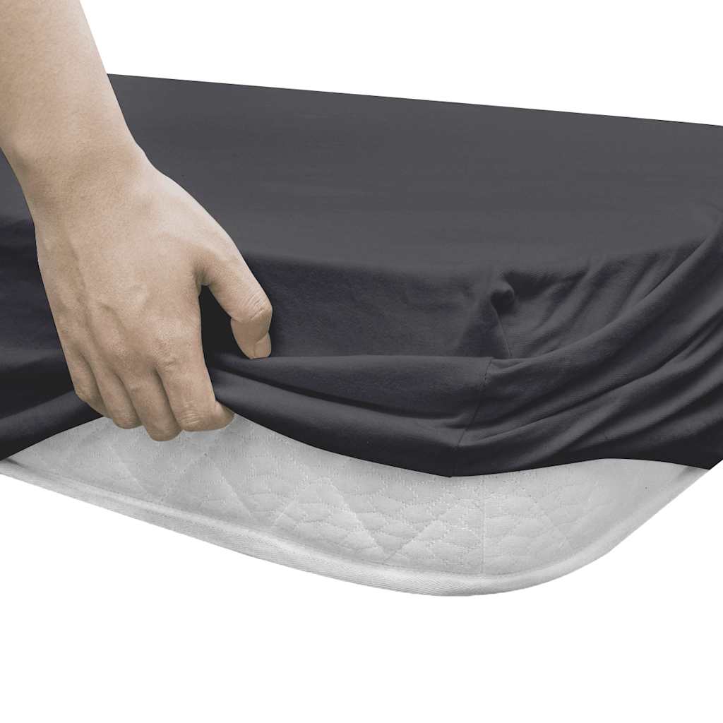 Fitted Sheets for Waterbeds 2pcs 1.6x2m Cotton Jersey Anthracite