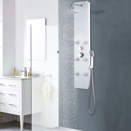 Shower Panel Unit Glass 25x44.6x130 cm White