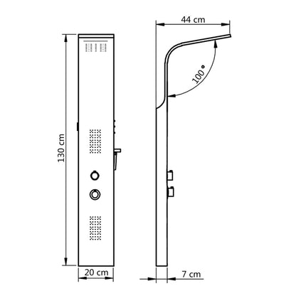 Shower Panel Unit Aluminium 20x44x130 cm Black