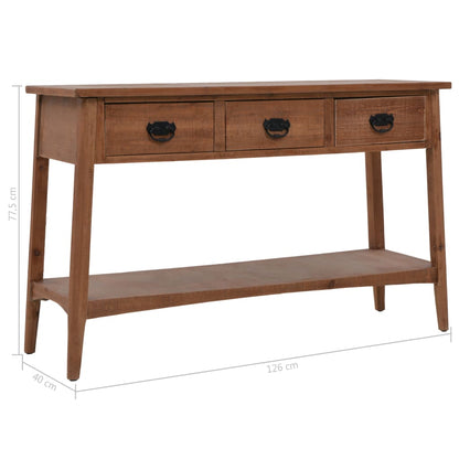 Console Table Solid Fir Wood 126x40x77.5 cm Brown