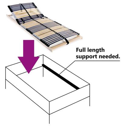 Slatted Bed Base without Mattress with 42 Slats 7 Zones 70x200 cm