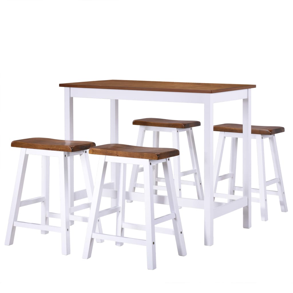 Bar Table and Stool Set 5 Pieces Solid Wood