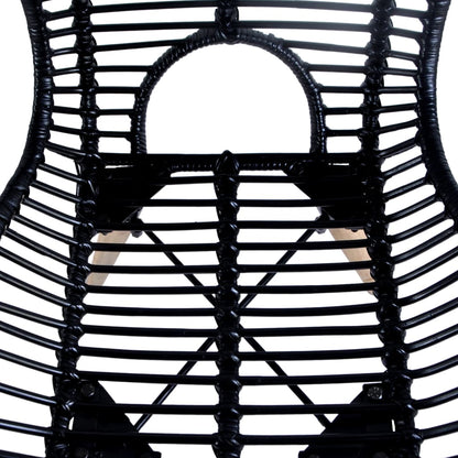 Dining Chairs 4 pcs Black Natural Rattan