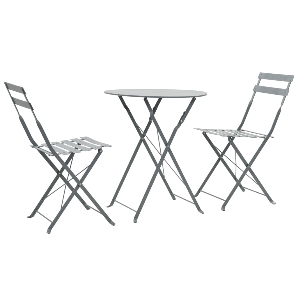 3 Piece Bistro Set Steel Grey