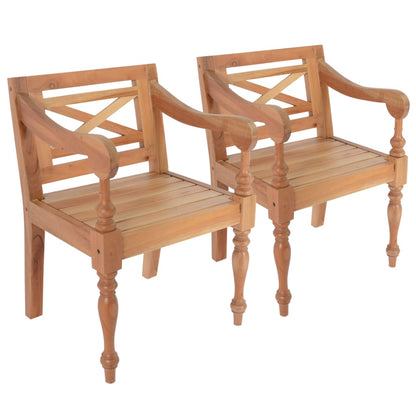 Batavia Chairs 2 pcs Light Brown Solid Mahogany Wood